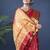 Red banarasi silk blend saree with golden zari work