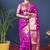 Rani pink banarasi silk blend saree with golden zari work