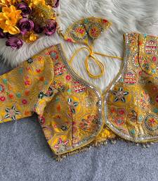 Yellow apple cut heavy coding work blouse