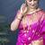 Rani pink banarasi silk blend saree with golden zari work