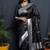 Black paithani silk blend saree with silver zari border