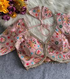 Pink apple cut heavy coding work blouse