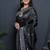 Black paithani silk blend saree with silver zari border