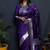 Purple paithani silk blend saree with silver zari border