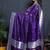 Purple paithani silk blend saree with silver zari border
