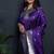 Purple paithani silk blend saree with silver zari border