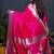 Rani pink paithani silk blend saree with silver zari border
