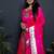 Rani pink paithani silk blend saree with silver zari border