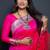 Rani pink paithani silk blend saree with silver zari border