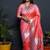Peach paithani silk blend saree with silver zari border
