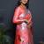 Peach paithani silk blend saree with silver zari border