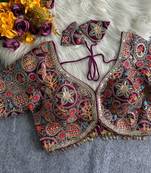 Purple apple cut heavy coding work blouse