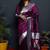 Wine paithani silk blend saree with silver zari border