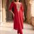 Women Embroidered Regular Thread Work Liva Kurta with Trousers