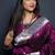 Wine paithani silk blend saree with silver zari border