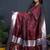 Maroon paithani silk blend saree with silver zari border