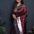 Maroon paithani silk blend saree with silver zari border
