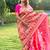 Rani pink paithani silk blend saree with gold zari & peacock meenakari motif