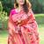 Rani pink paithani silk blend saree with gold zari & peacock meenakari motif