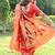 Mustard & gold paithani silk blend saree with gold zari & peacock meenakari motif
