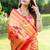 Mustard & gold paithani silk blend saree with gold zari & peacock meenakari motif