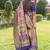 Purple & gold paithani silk blend saree with gold zari & peacock meenakari motif