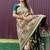 Dark green & gold paithani silk blend saree with gold zari & peacock meenakari motif