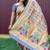 Grey & gold paithani silk blend saree with gold zari & peacock meenakari motif