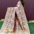 Grey & gold paithani silk blend saree with gold zari & peacock meenakari motif