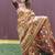 Brown & gold paithani silk blend saree with gold zari & peacock meenakari motif
