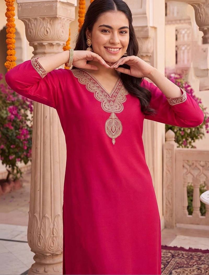 Women Ethnic Motifs Regular Liva Kurta with Trousers