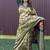 Beige and dark green paithani silk blend saree with peacock motif