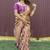 Beige and magenta paithani silk blend saree with peacock motif