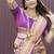 Beige and magenta paithani silk blend saree with peacock motif