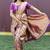 Beige and magenta paithani silk blend saree with peacock motif