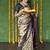 Beige and black paithani silk blend saree with peacock motif