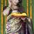 Beige and black paithani silk blend saree with peacock motif