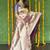 Beige and grey paithani silk blend saree with peacock motif