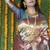 Beige and grey paithani silk blend saree with peacock motif