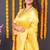 Yellow silk blend banarasi saree with zari weaving