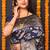 Navy blue silk blend banarasi saree with zari weaving