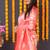 Pink silk blend banarasi saree with zari weaving