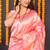 Pink silk blend banarasi saree with zari weaving