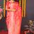 Red silk blend banarasi saree with zari weaving