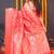 Red silk blend banarasi saree with zari weaving