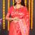 Red silk blend banarasi saree with zari weaving
