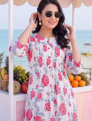 Women Floral Printed Regular Pure Cotton Kurta with Trousers 2