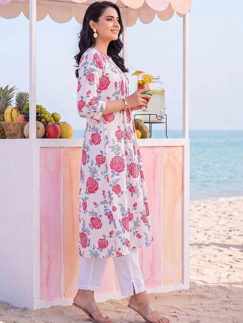 Women Floral Printed Regular Pure Cotton Kurta with Trousers