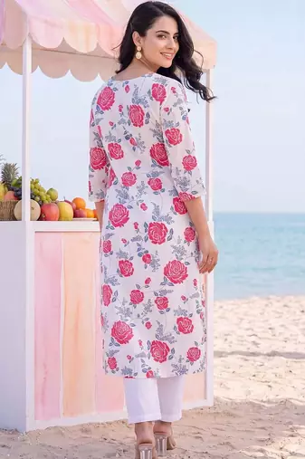 Women Floral Printed Regular Pure Cotton Kurta with Trousers