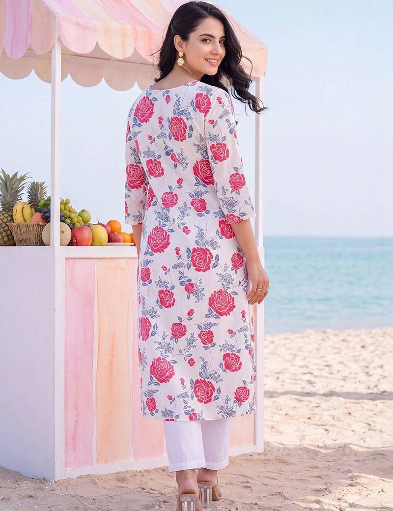 Women Floral Printed Regular Pure Cotton Kurta with Trousers